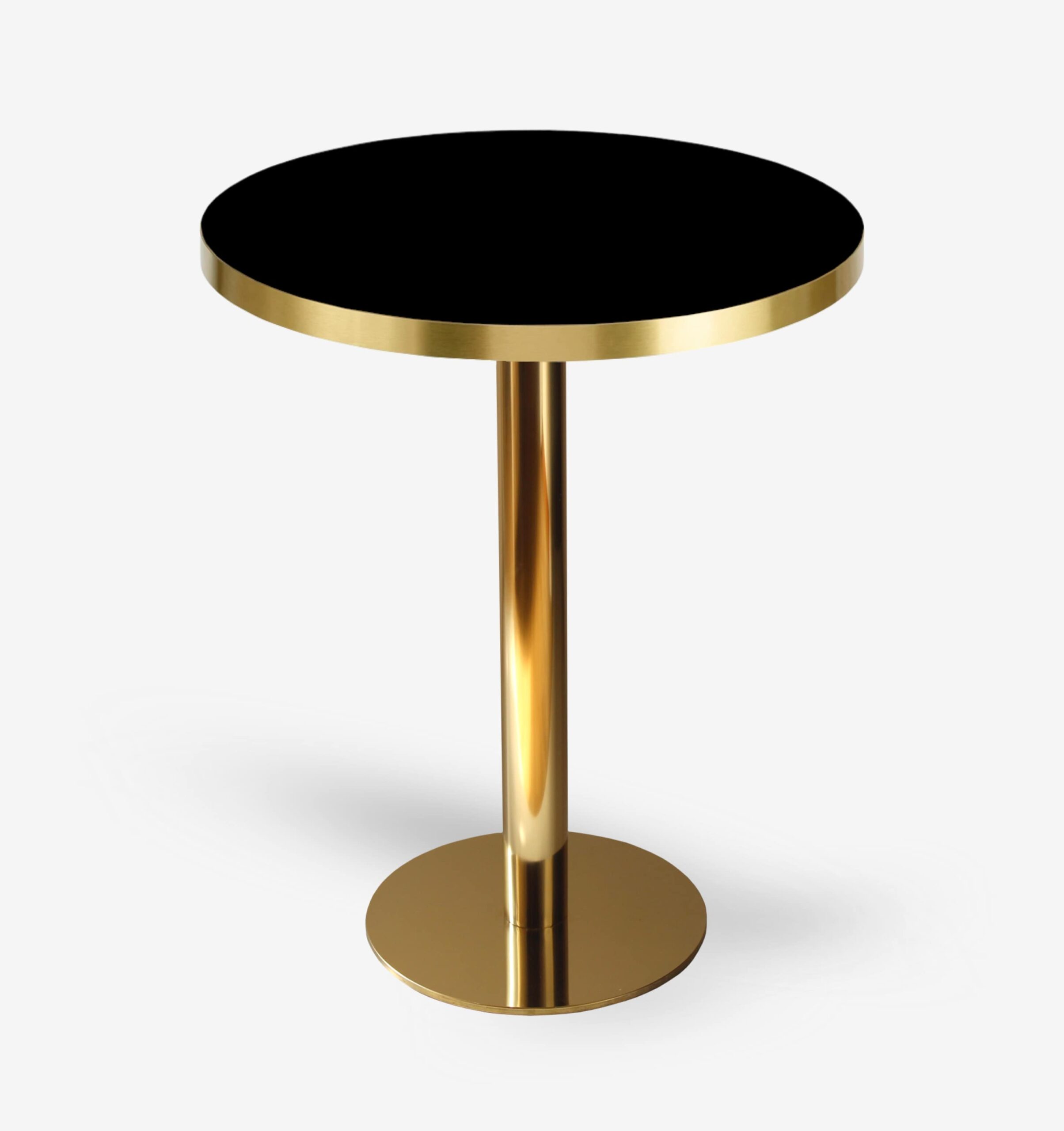 tavoli e tavolini per bar ristoranti con piano nero base oro lucido rotonda per arredi contract