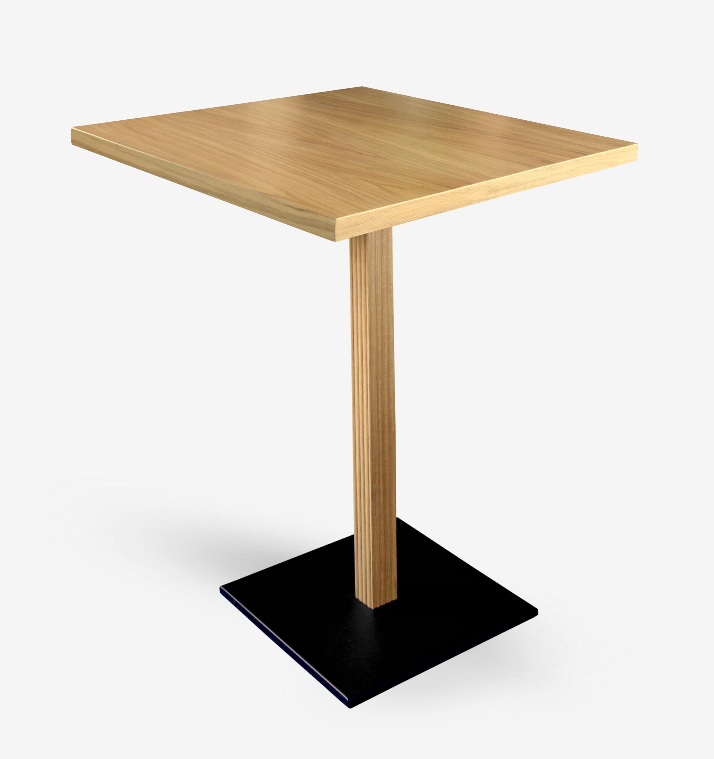 tavolini in legno canettato da bar ristorante di design con base nero quadrata ideale per arredamento vintage contract