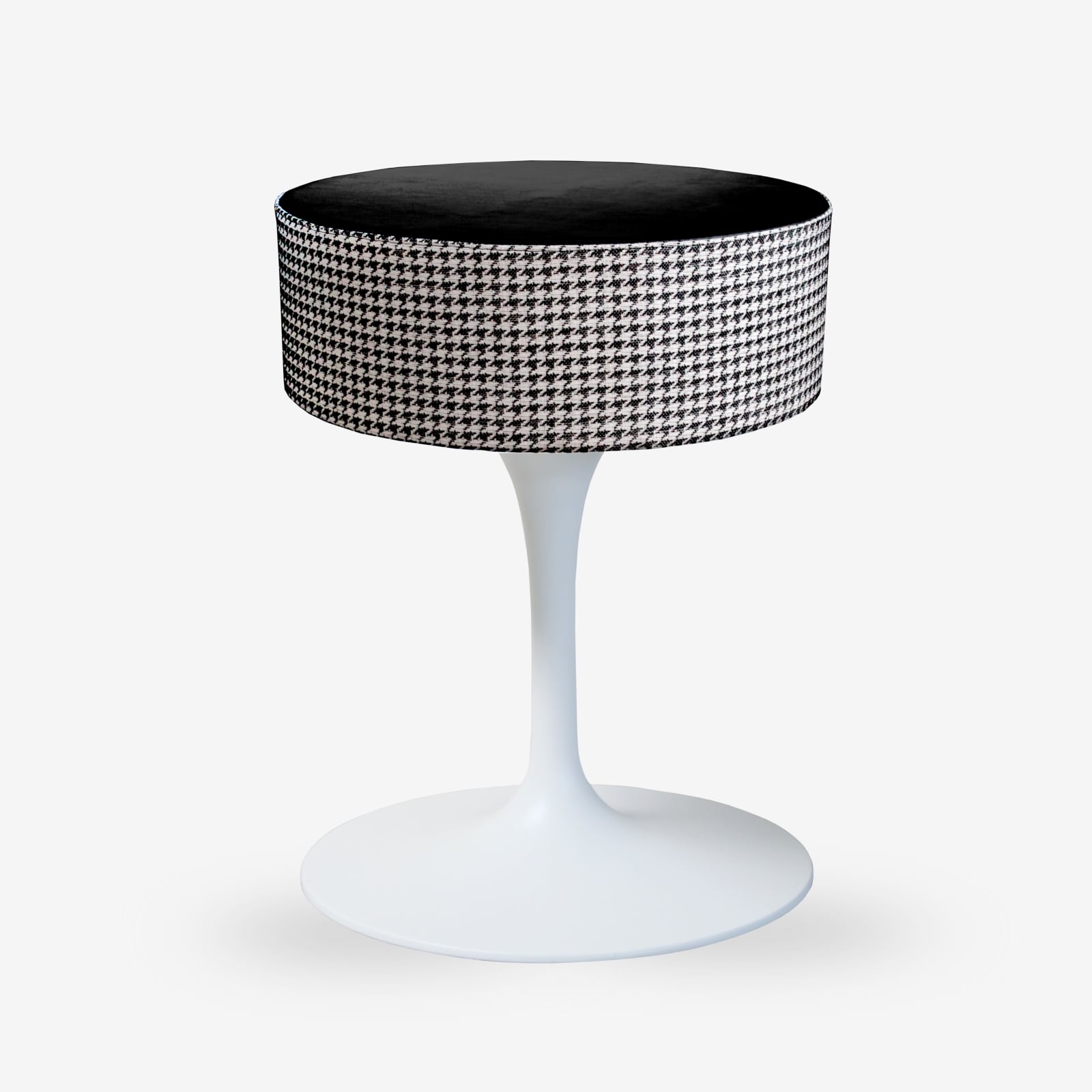 pouf in tessuto nero bianco scacchi ideale per ristoranti, bar e alberghi, produzione pouf in tessuto