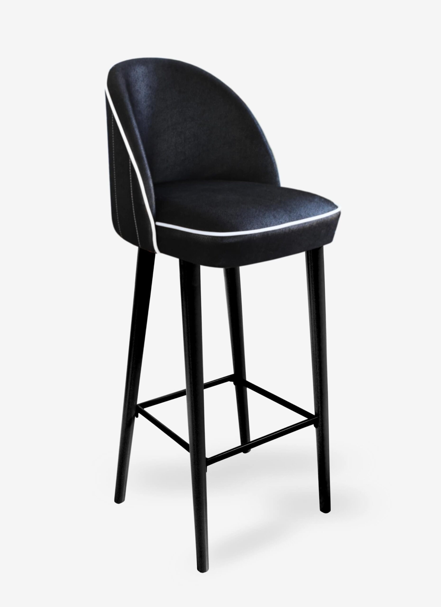 sgabelli contract per ristoranti e bar in ecopelle nero con gamebe metallo nero e oro