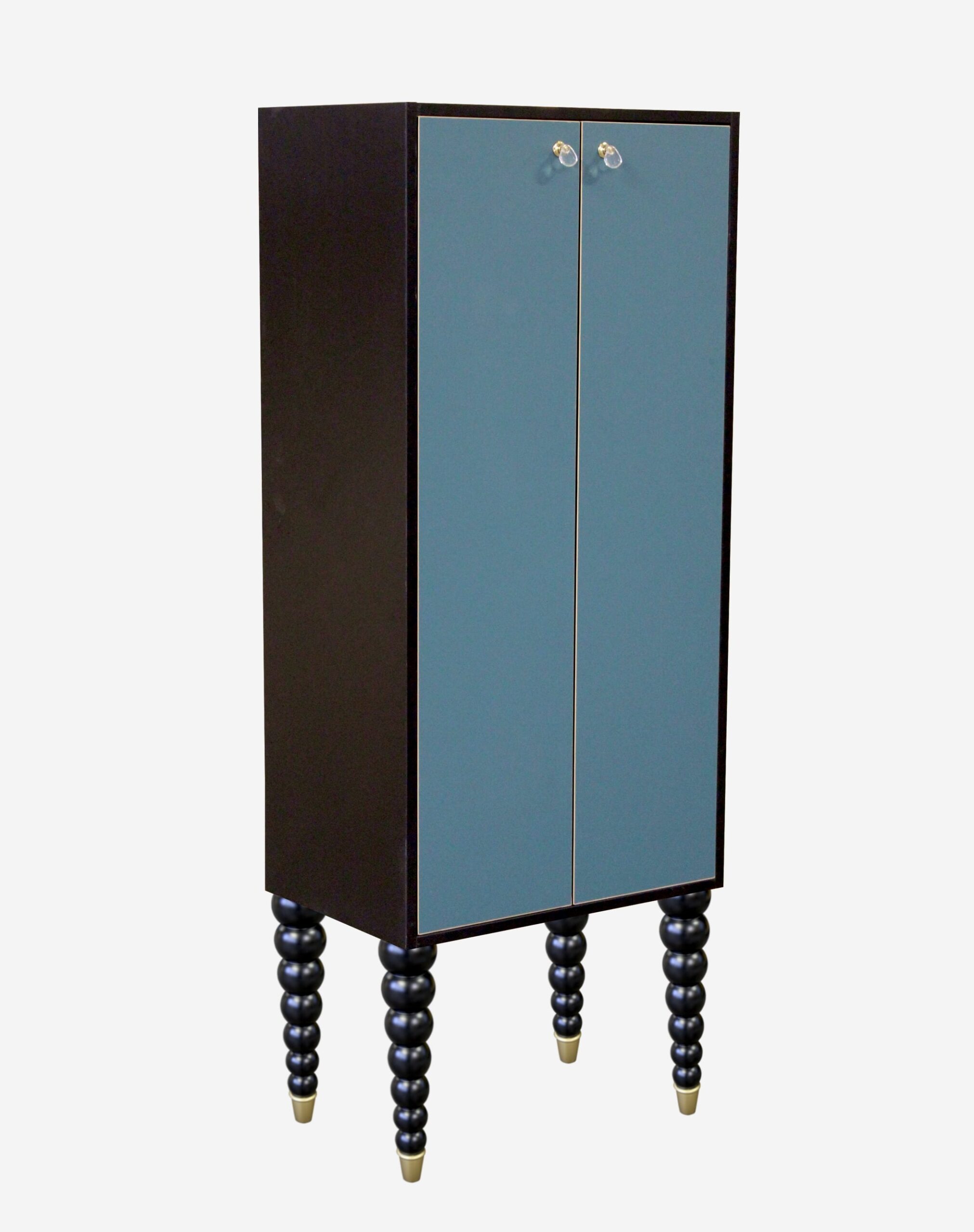 mobili-comò-credenza-alta-in-legno-petrolio-nero-con-gambe-oro-pezzo-unico