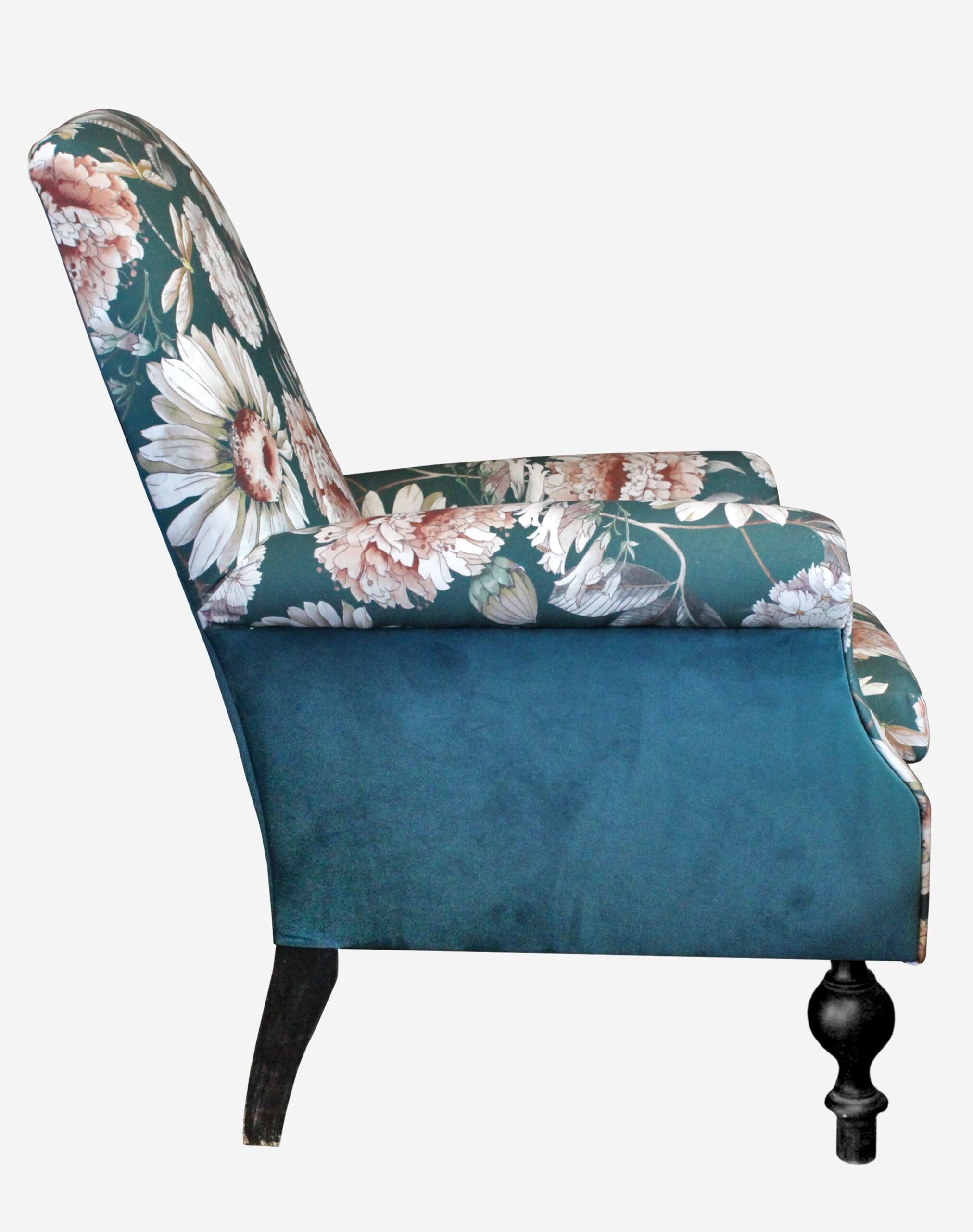 poltrona-celeste-in-tessuto-con-motivo-stampato-a-fiori-e-velluto-celeste-pezzi-unici